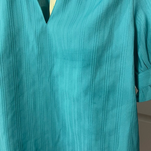 NWT JADE Melody Tam Teal Ruffle Blouse Size Small - Picture 6 of 8